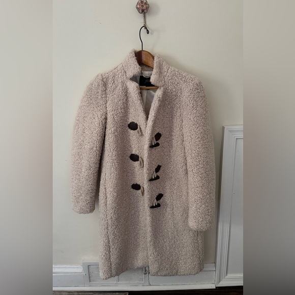 NWOT J.Crew Sherpa Teddy Faux Fur Toggle Coat - Picture 1 of 3